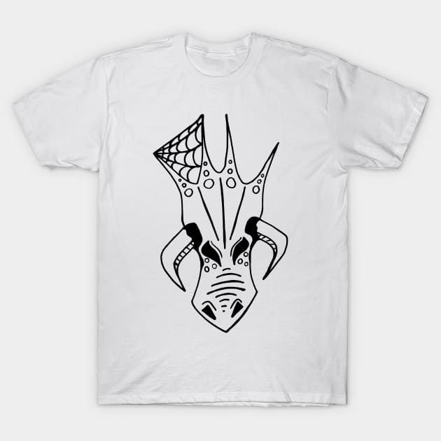 Dragon Head Line Art T-Shirt by Not Meow Designs 